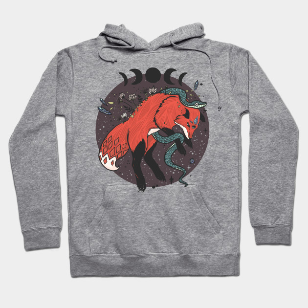 Fox Jumping With Snake, Moon Phases, Nature And Witchcraft Design Elements